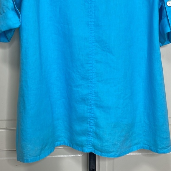 Ali Miles Womens LinenTunic Blouse 3/4 Sleeve Cowl Neck Blue Size XL Lagenlook - Picture 8 of 10